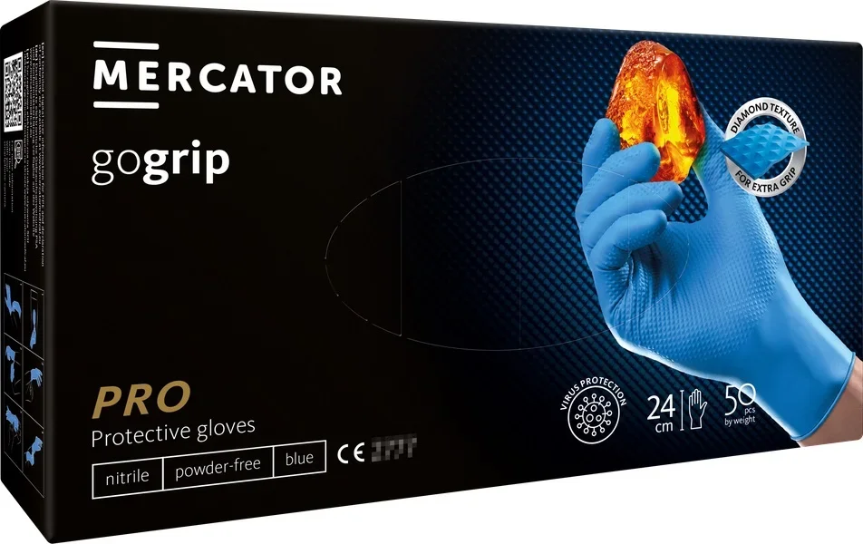 Nitrilové rukavice GoGrip modré vel. L, 50 ks MERCATOR MER20316