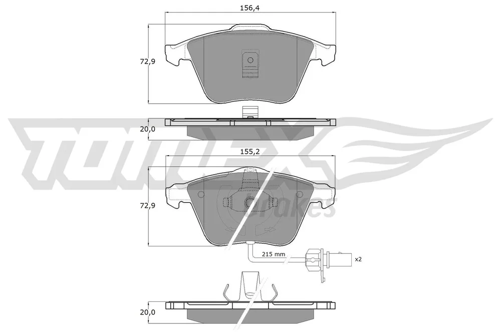 Sada brzdových destiček, kotoučová brzda Tomex Brakes TX13-14