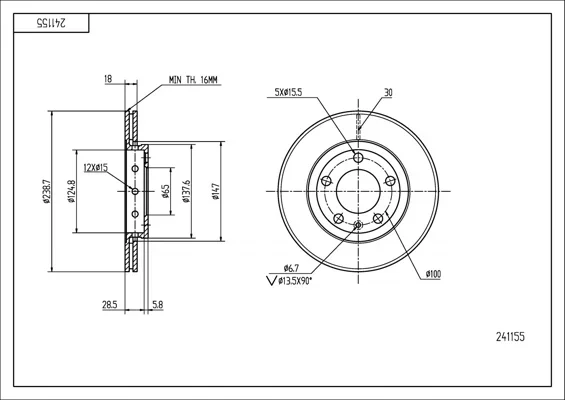 BRZ.KOTOUČ /P/FABIA 02- /LAK/KPL HART 241155 BRZ.KOTOUČ /P/FABIA 02- /LAK/KPL HART 241155
