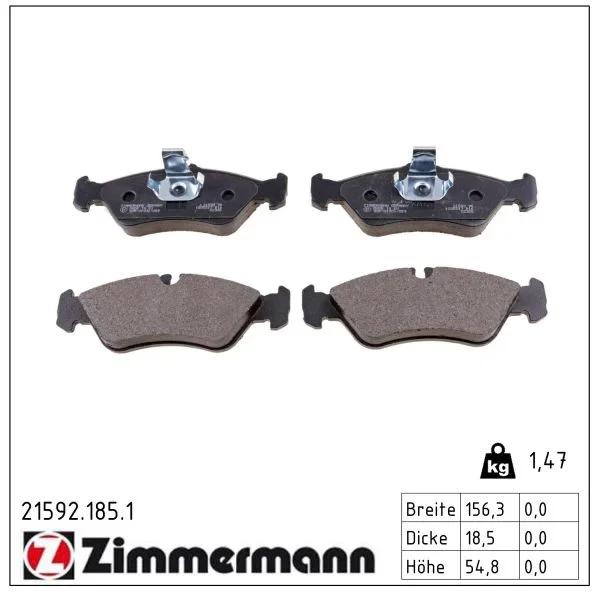Sada brzdových destiček, kotoučová brzda ZIMMERMANN 21592.185.1 Sada brzdových destiček, kotoučová brzda ZIMMERMANN 21592.185.1