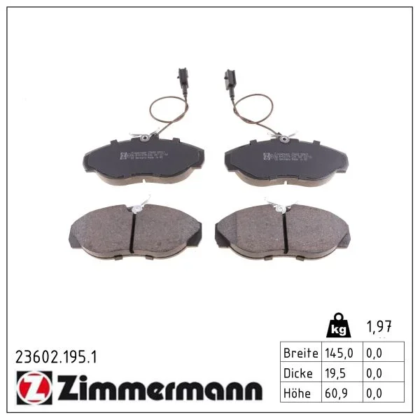 Sada brzdových destiček, kotoučová brzda ZIMMERMANN 23602.195.1