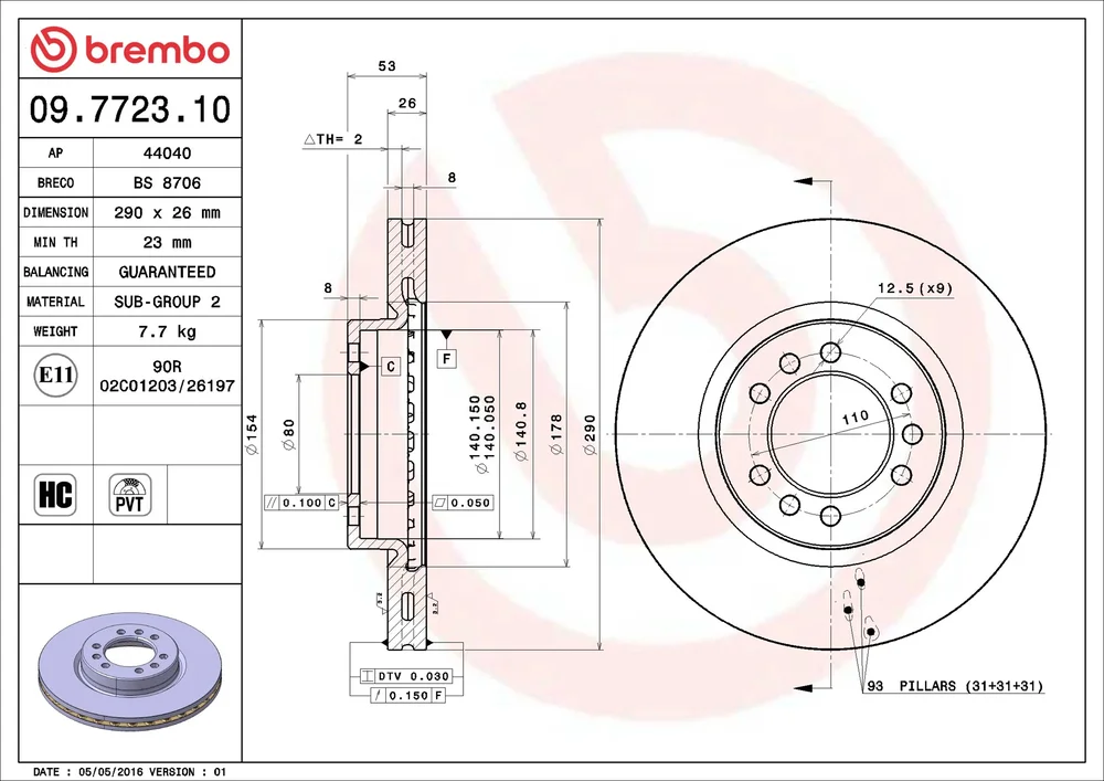 Brzdový kotouč BREMBO 09.7723.10