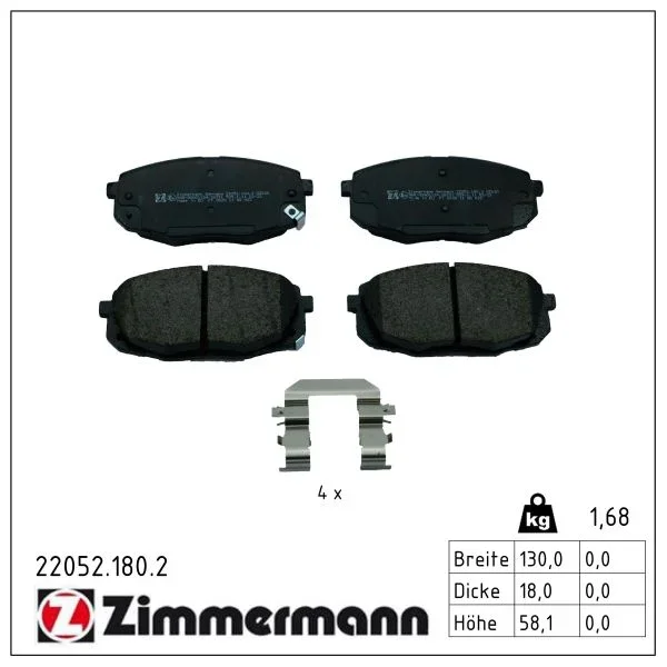 Sada brzdových destiček, kotoučová brzda ZIMMERMANN 22052.180.2 Sada brzdových destiček, kotoučová brzda ZIMMERMANN 22052.180.2