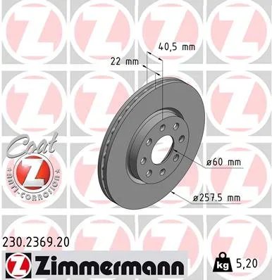 Brzdový kotouč ZIMMERMANN 230.2369.20