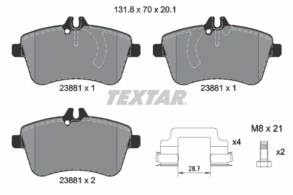 Sada brzdových destiček, kotoučová brzda TEXTAR 2388101