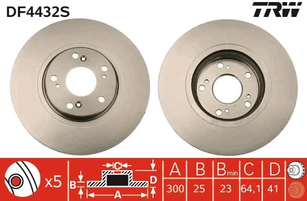 Brzdový kotouč TRW DF4432S – OE 45251-SEA-E30