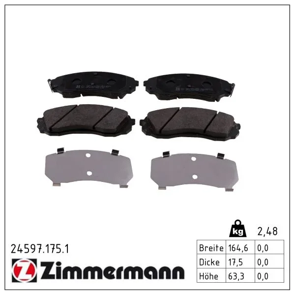 Sada brzdových destiček, kotoučová brzda ZIMMERMANN 24597.175.1