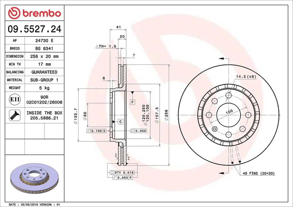 Brzdový kotouč BREMBO 09.5527.24