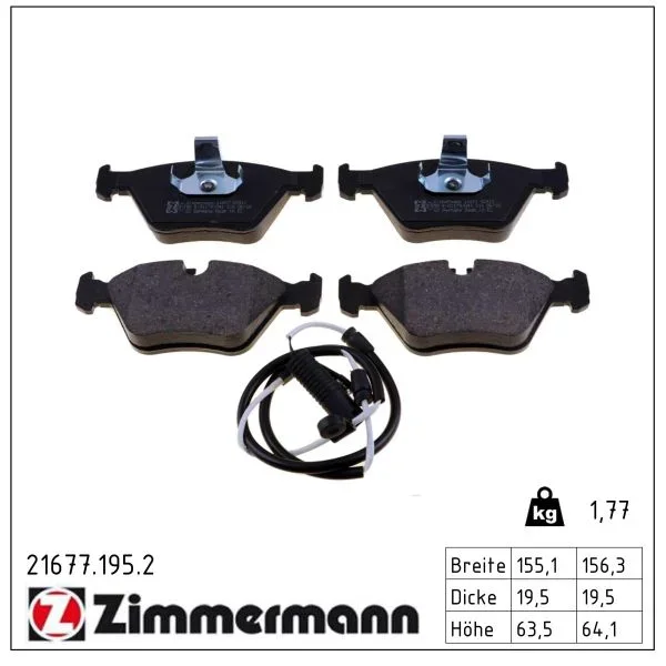 Sada brzdových destiček, kotoučová brzda ZIMMERMANN 21677.195.2 Sada brzdových destiček, kotoučová brzda ZIMMERMANN 21677.195.2