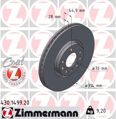 Brzdový kotouč ZIMMERMANN 430.1499.20