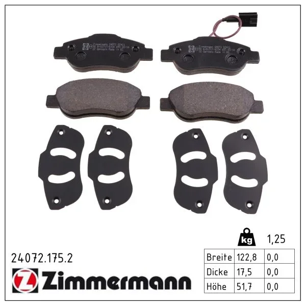 Sada brzdových destiček, kotoučová brzda ZIMMERMANN 24072.175.2