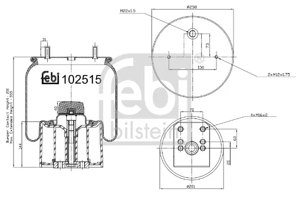 Mech, pneumaticke odpruzeni FEBI BILSTEIN 102515 Mech, pneumaticke odpruzeni FEBI BILSTEIN 102515