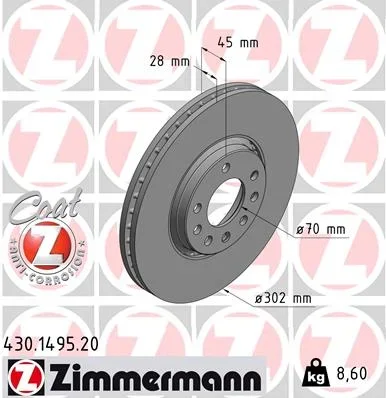 Brzdový kotouč ZIMMERMANN 430.1495.20