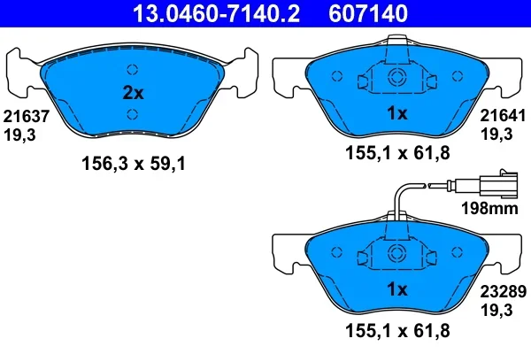 Sada brzdových destiček, kotoučová brzda ATE 13.0460-7140.2