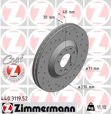 Brzdový kotouč ZIMMERMANN 440.3119.52 Brzdový kotouč ZIMMERMANN 440.3119.52