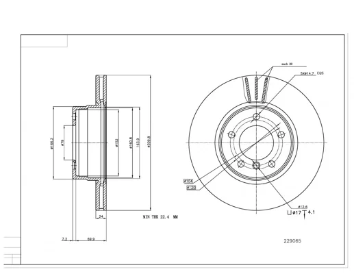 BRZ.KOTOUČ /P/ BMW 520I 03- HART 229065 BRZ.KOTOUČ /P/ BMW 520I 03- HART 229065
