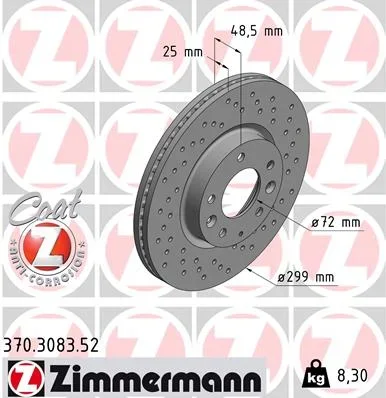 Brzdový kotouč ZIMMERMANN 370.3083.52