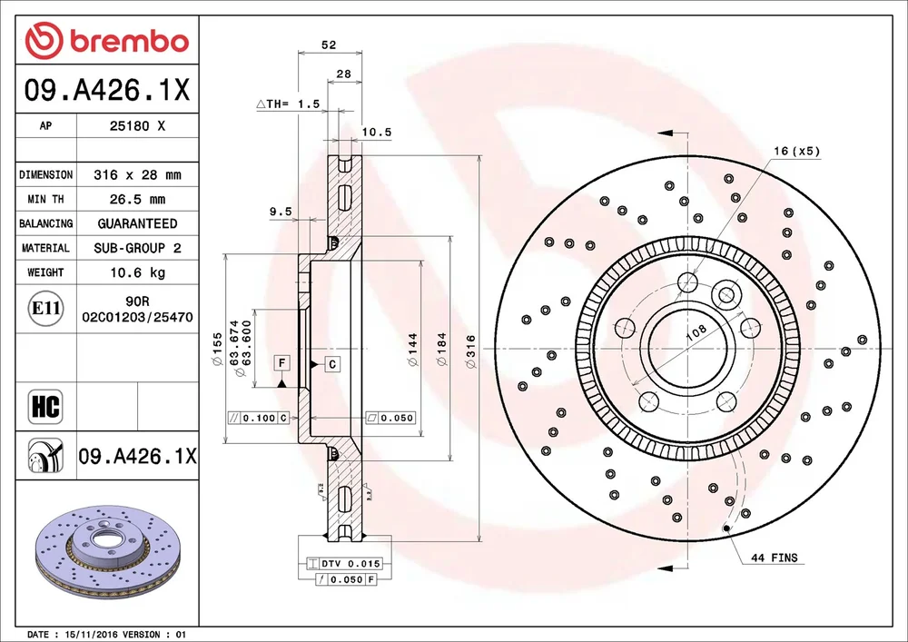 Brzdový kotouč BREMBO 09.A426.1X