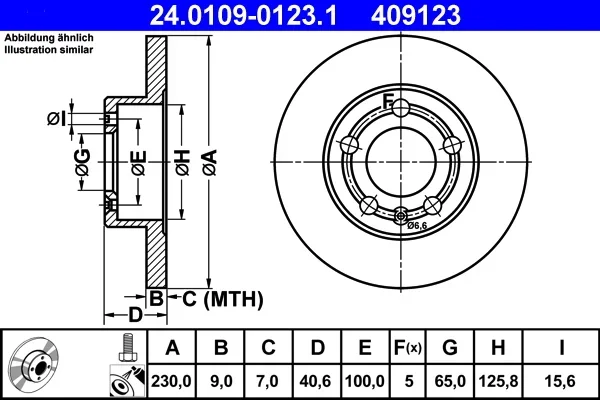 Brzdový kotouč ATE 24.0109-0123.1 Brzdový kotouč ATE 24.0109-0123.1