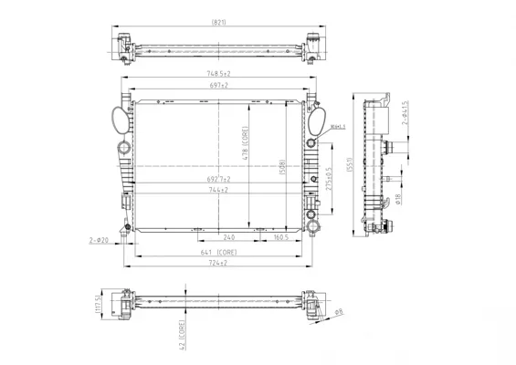 CHLADIČ DB 220 S320-S400-CL600 99-/AUT HART 606474