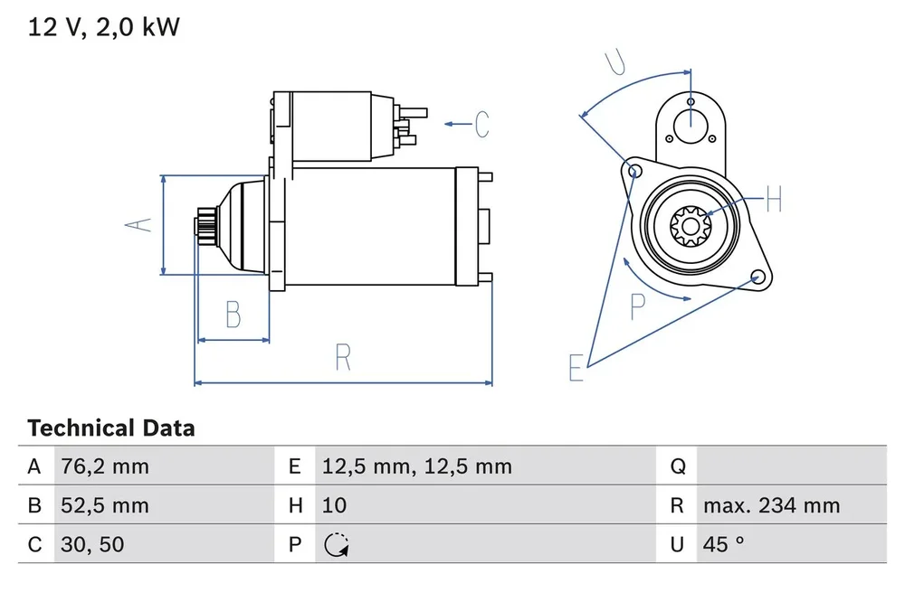BO 0986018500 Startér BOSCH-výměnný díl