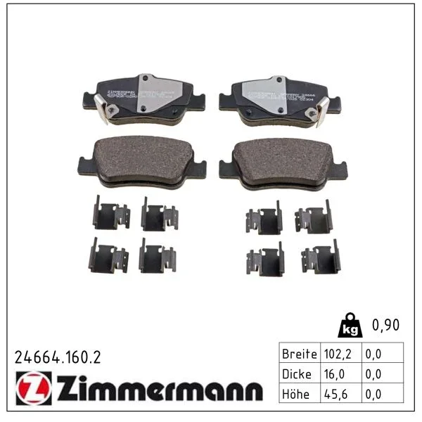 Sada brzdových destiček, kotoučová brzda ZIMMERMANN 24664.160.2