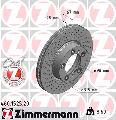 Brzdový kotouč ZIMMERMANN 460.1525.20