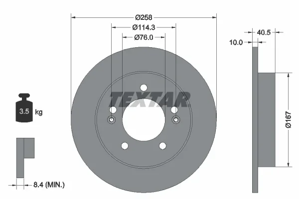 Brzdový kotouč TEXTAR 92226103 – OE 584111P300