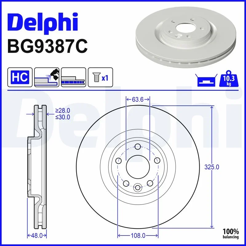 Brzdový kotouč DELPHI BG9387C – OE LR125902