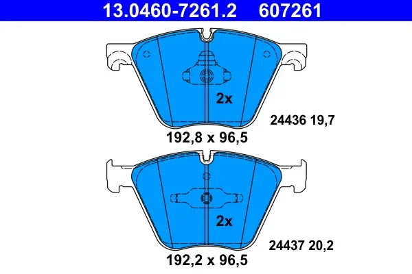 Sada brzdových destiček, kotoučová brzda ATE 13.0460-7261.2