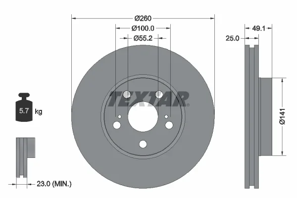 Brzdový kotouč TEXTAR 92096903 – OE 4351205030