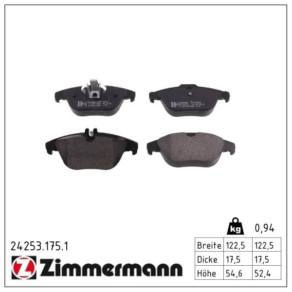 Sada brzdových destiček, kotoučová brzda ZIMMERMANN 24253.175.1