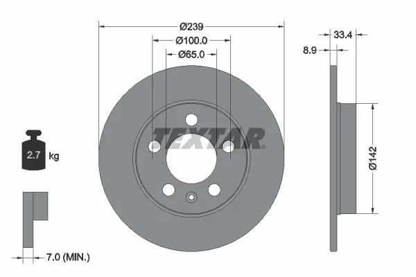 Brzdový kotouč TEXTAR 92105803 – OE 1J0615601D