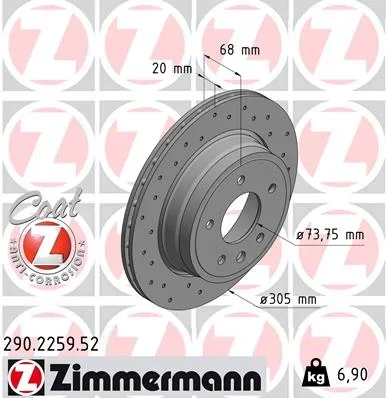 Brzdový kotouč ZIMMERMANN 290.2259.52