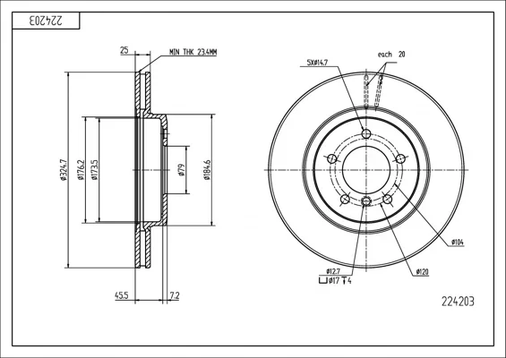 BRZ.KOTOUČ /P/ BMW 330I 00- HART 224203