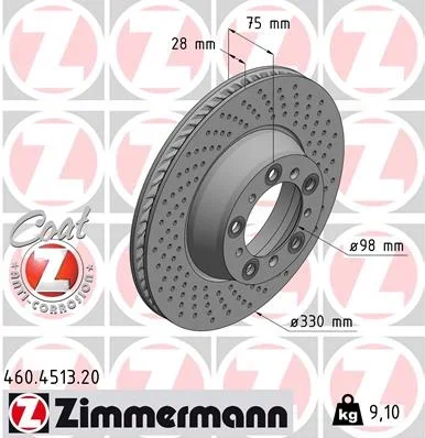 Brzdový kotouč ZIMMERMANN 460.4513.20 – OE 9P1615602