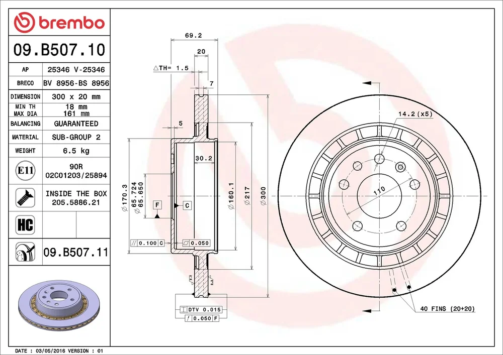 Brzdový kotouč BREMBO 09.B507.11