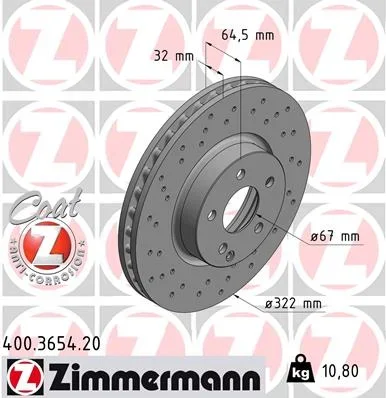 Brzdový kotouč ZIMMERMANN 400.3654.20