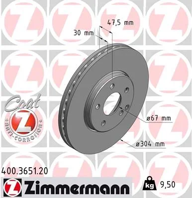 Brzdový kotouč ZIMMERMANN 400.3651.20 Brzdový kotouč ZIMMERMANN 400.3651.20