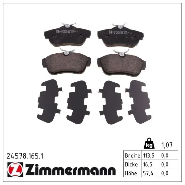 Sada brzdových destiček, kotoučová brzda ZIMMERMANN 24578.165.1