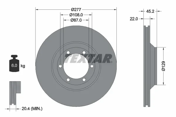 Brzdový kotouč TEXTAR 92149400 – OE HQ232405