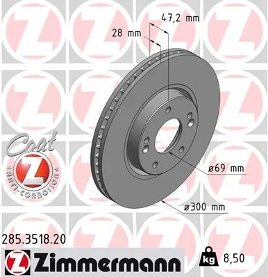 Brzdový kotouč ZIMMERMANN 285.3518.20