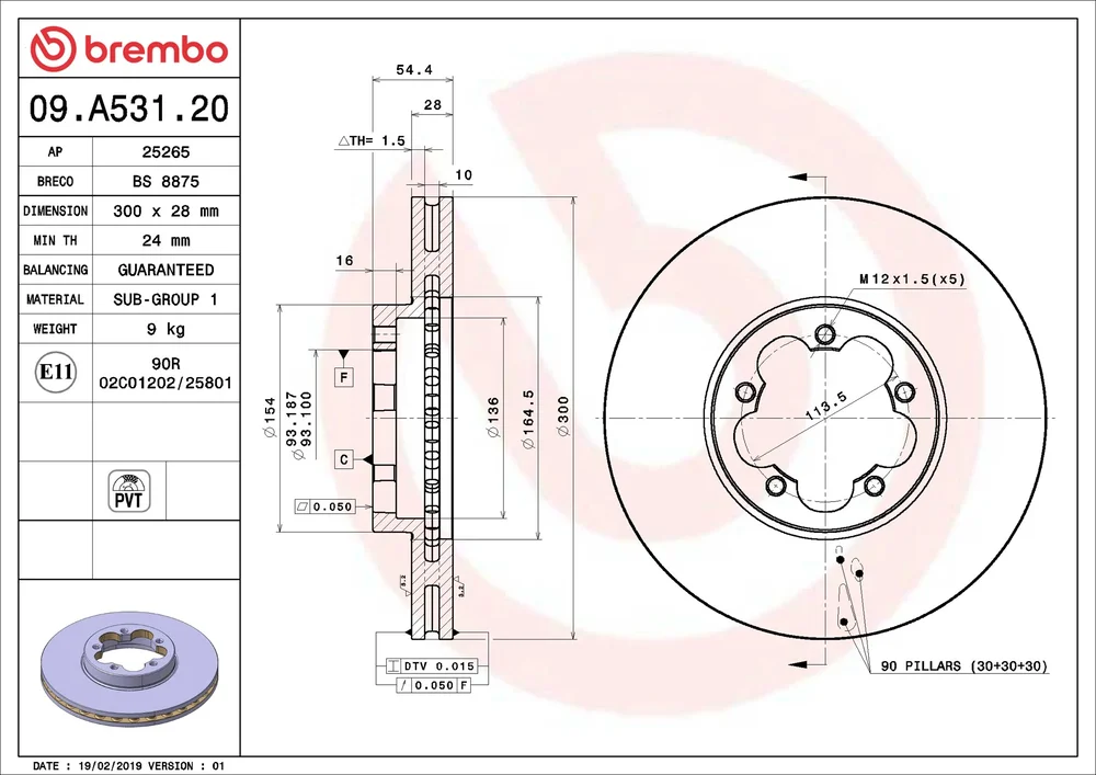 Brzdový kotouč BREMBO 09.A531.20