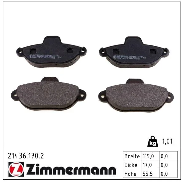 Sada brzdových destiček, kotoučová brzda ZIMMERMANN 21436.170.2 Sada brzdových destiček, kotoučová brzda ZIMMERMANN 21436.170.2