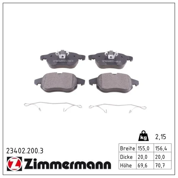 Sada brzdových destiček, kotoučová brzda ZIMMERMANN 23402.200.3 Sada brzdových destiček, kotoučová brzda ZIMMERMANN 23402.200.3