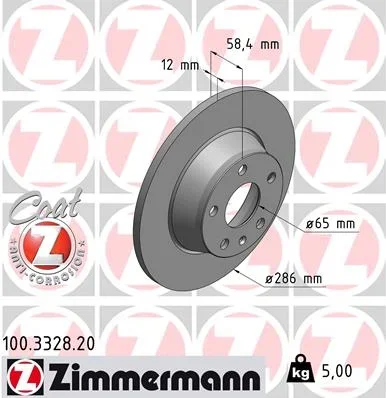 Brzdový kotouč ZIMMERMANN 100.3328.20 – OE 8J0615601