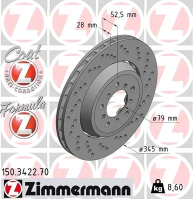 Brzdový kotouč ZIMMERMANN 150.3422.70 – OE 34112282446