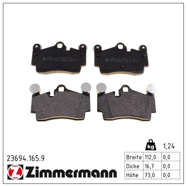 Sada brzdových destiček, kotoučová brzda ZIMMERMANN 23694.165.9