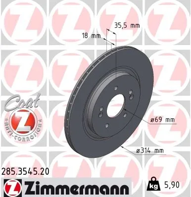 Brzdový kotouč ZIMMERMANN 285.3545.20