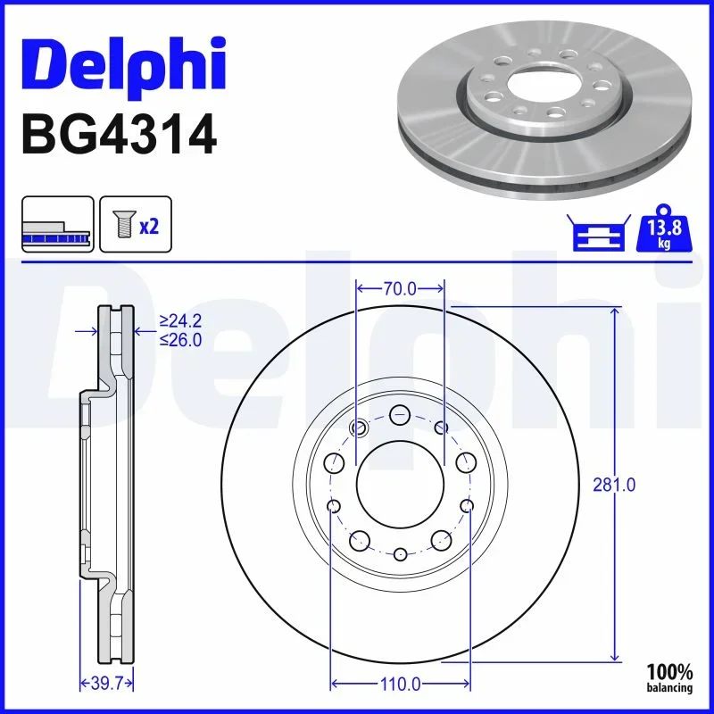 Brzdový kotouč DELPHI BG4314